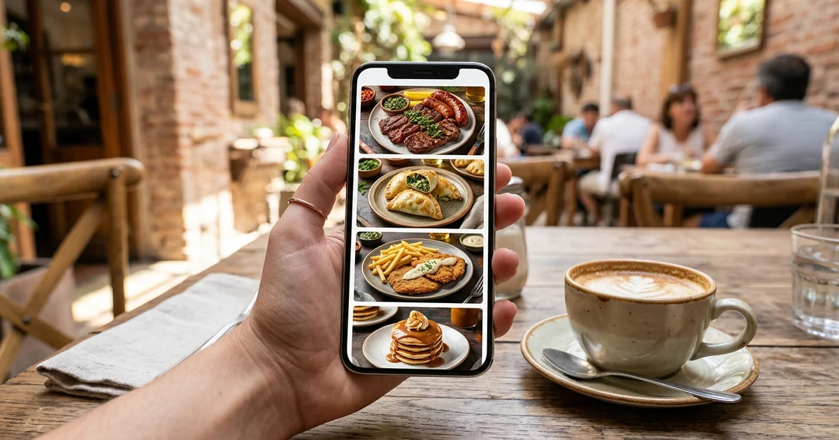 Celular mostrando carta digital de restaurante argentino